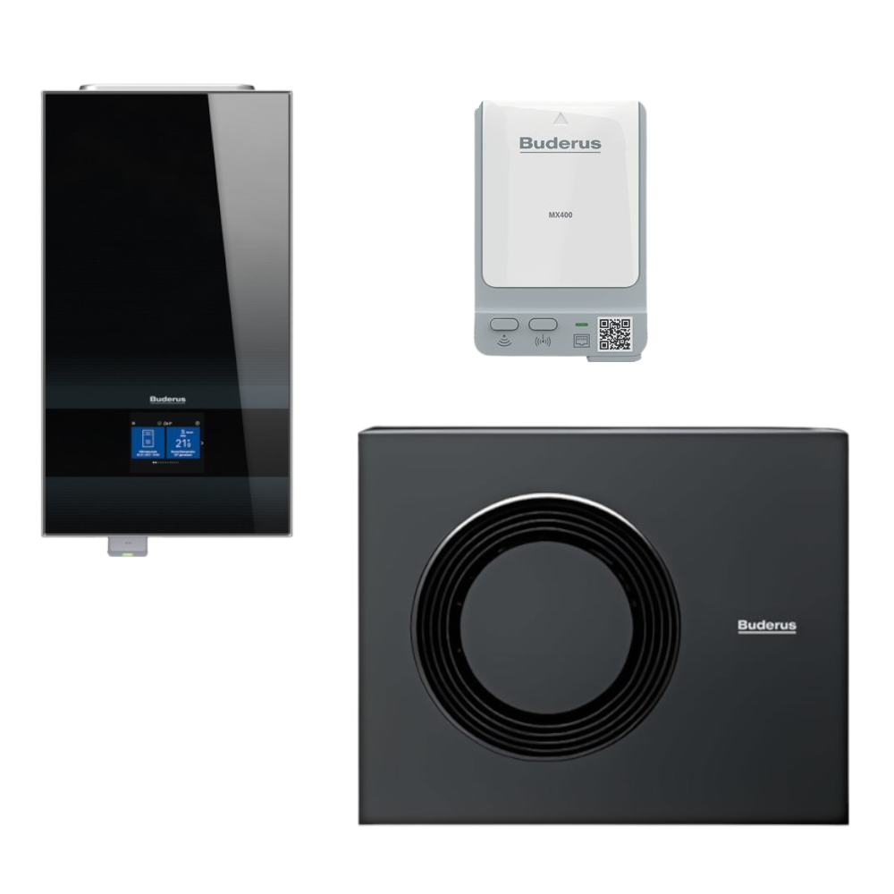 Buderus Wärmepumpen-Set | Logaplus M WLW186i-12 AR E | 12 kW | schwarz