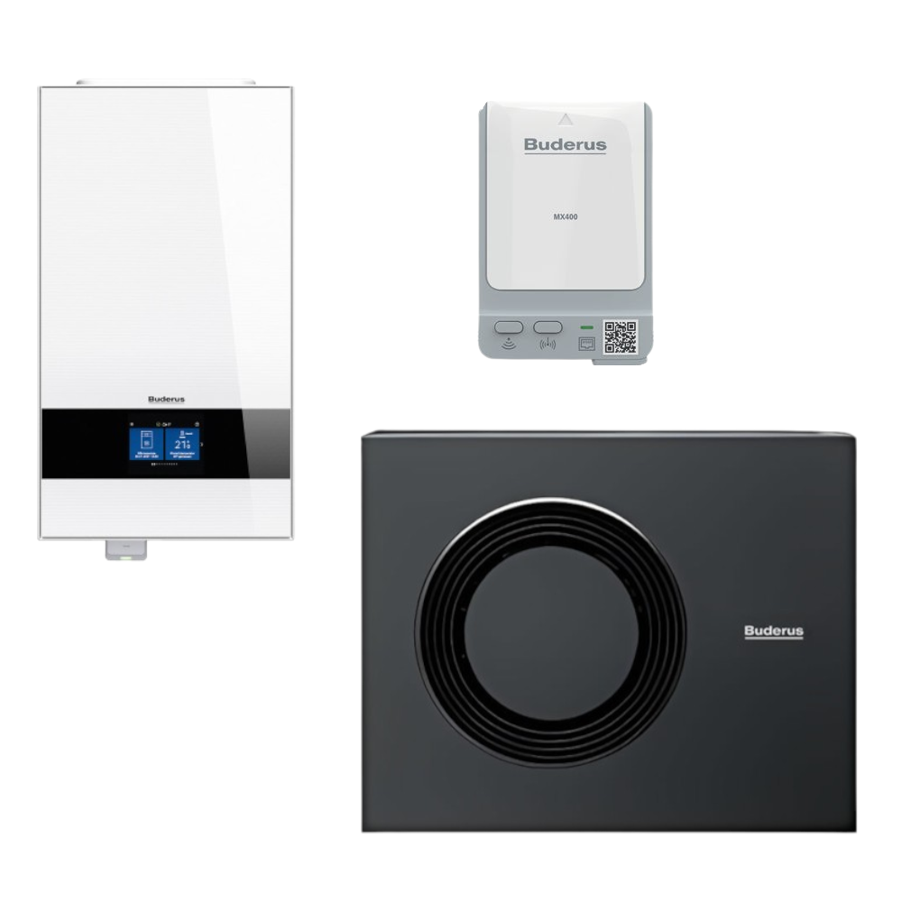 Buderus Wärmepumpen-Set | Logaplus M WLW186i-12 AR E W | 12 kW | weiß