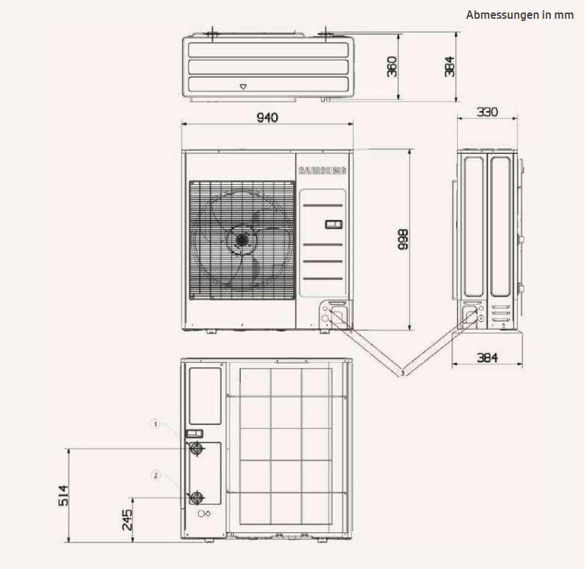 SAMSUNG | Luft-Wasser-Wärmepumpe-Set WPLW-Mono-8-RE-3 | 8 kW – Ansicht 2