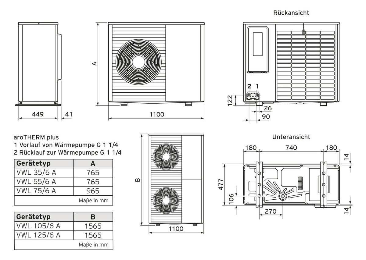VAILLANT Heizungswärmepumpe | aroTHERM plus | VWL 55/6 A | 5,4 kW – Ansicht 2