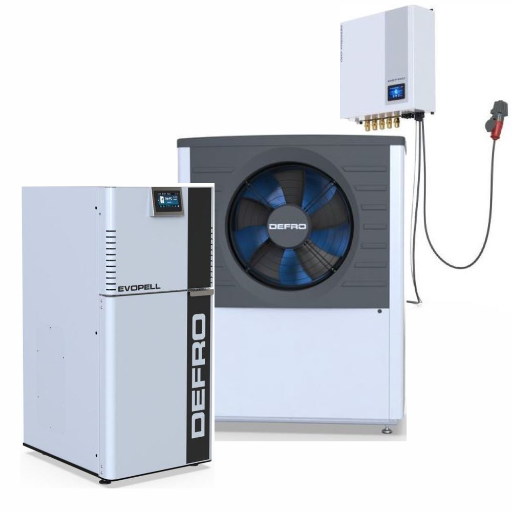 DEFRO Hybrid-Heizung | L/W Wärmepumpe + Pelletkessel | 16/15 kW
