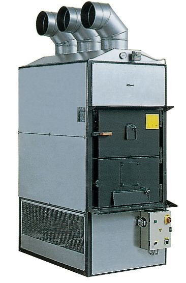 Warmluft Holzheizung Fabbri F120 CV mit Rauchabsaugaggregat 175 kW