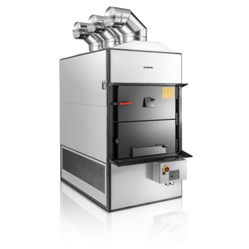 Warmluft Holzheizung Fabbri F240 CV mit Rauchabsaugaggregat 350 kW – Ansicht 2