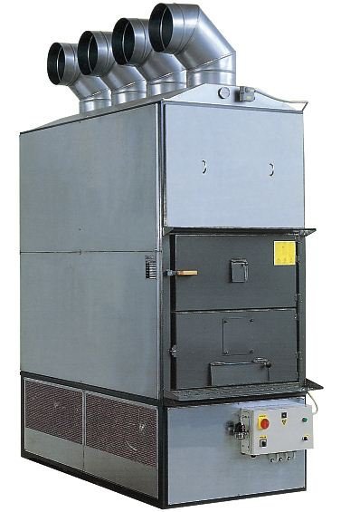 Warmluft Holzheizung Fabbri F 350 CV mit Rauchabsaugaggregat 510 kW