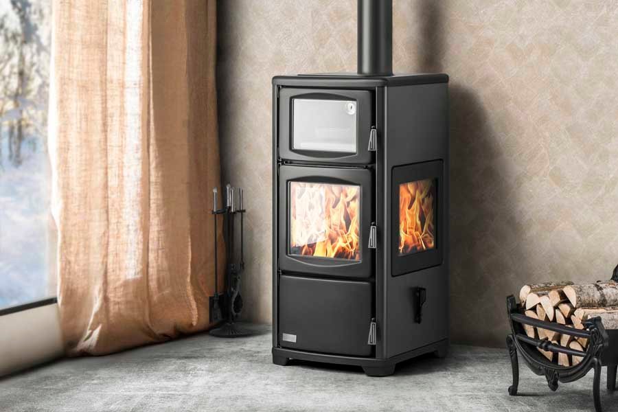 Teba Therm Kaminofen Holzofen TKS-19 | mit Backfach | 12 kW – Ansicht 2