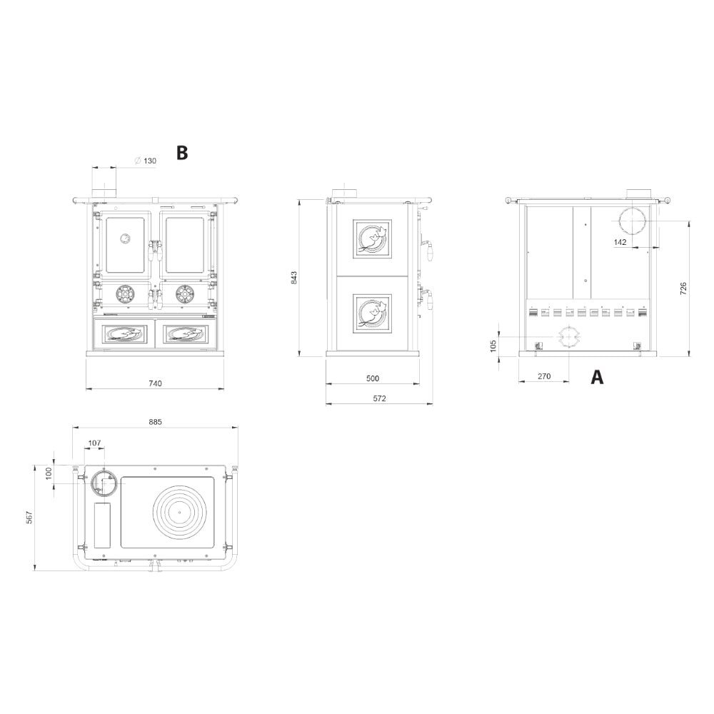 La Nordica Küchenofen | Rosetta Sinistra 5.0 | Keramik | 7,9 kW | Farbwahl – Ansicht 6