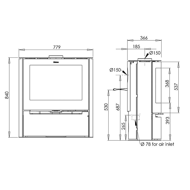 Aduro Kaminofen | Aduro 15 LUX mit Panoramascheibe | 6,5 kW – Ansicht 3