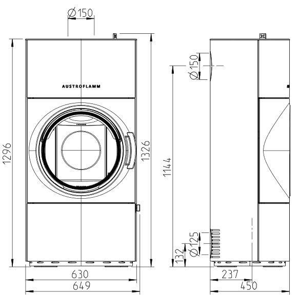 AUSTROFLAMM Kaminofen | Clou Xtra 2.0 | +Wärmespeichertechnologie | 8 kW – Ansicht 2