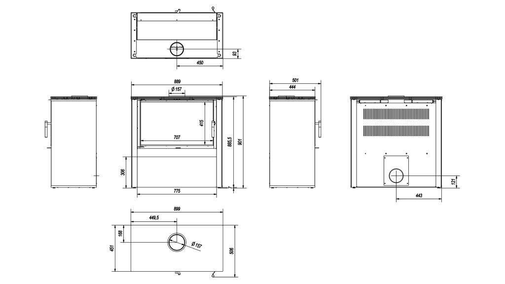 Kratki Kaminofen Juno 12 | schwarz | 12 kW | JUNO/12/C – Ansicht 5