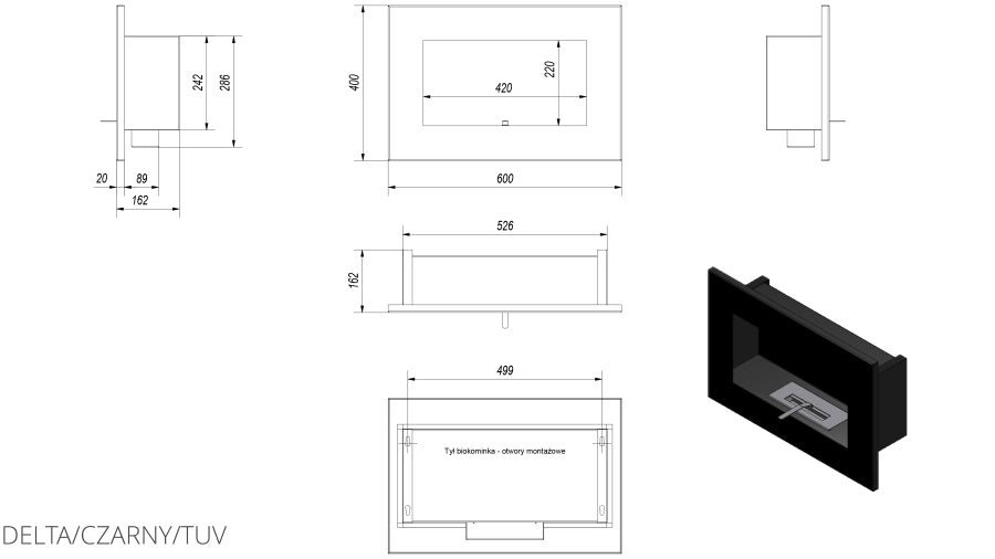 Kratki Biokamin Delta | schwarz | DELTA/CZARNY/TUV – Ansicht 5