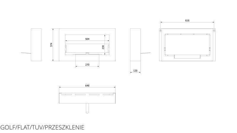Kratki Biokamin Golf Flat + Glas | schwarz | GOLF/FLAT/TUV/PRZESZKLENIE – Ansicht 3