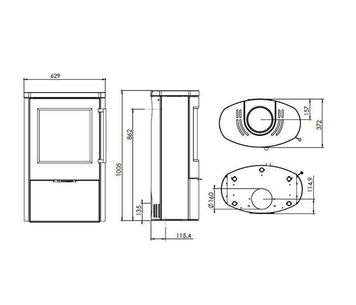 TermaTech | Kaminofen | TT80RL | Stahl | 5,5 kW | schwarz – Ansicht 2