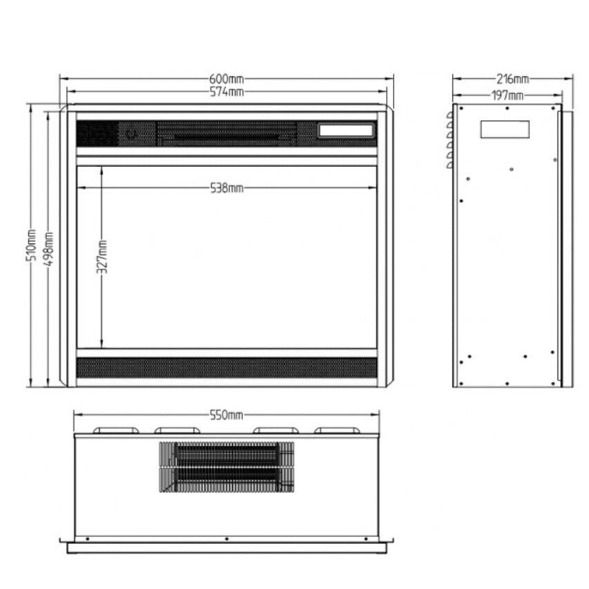 Aflamo LED Kamineinsatz | LED 60 3D | mit Heizfunktion – Ansicht 3