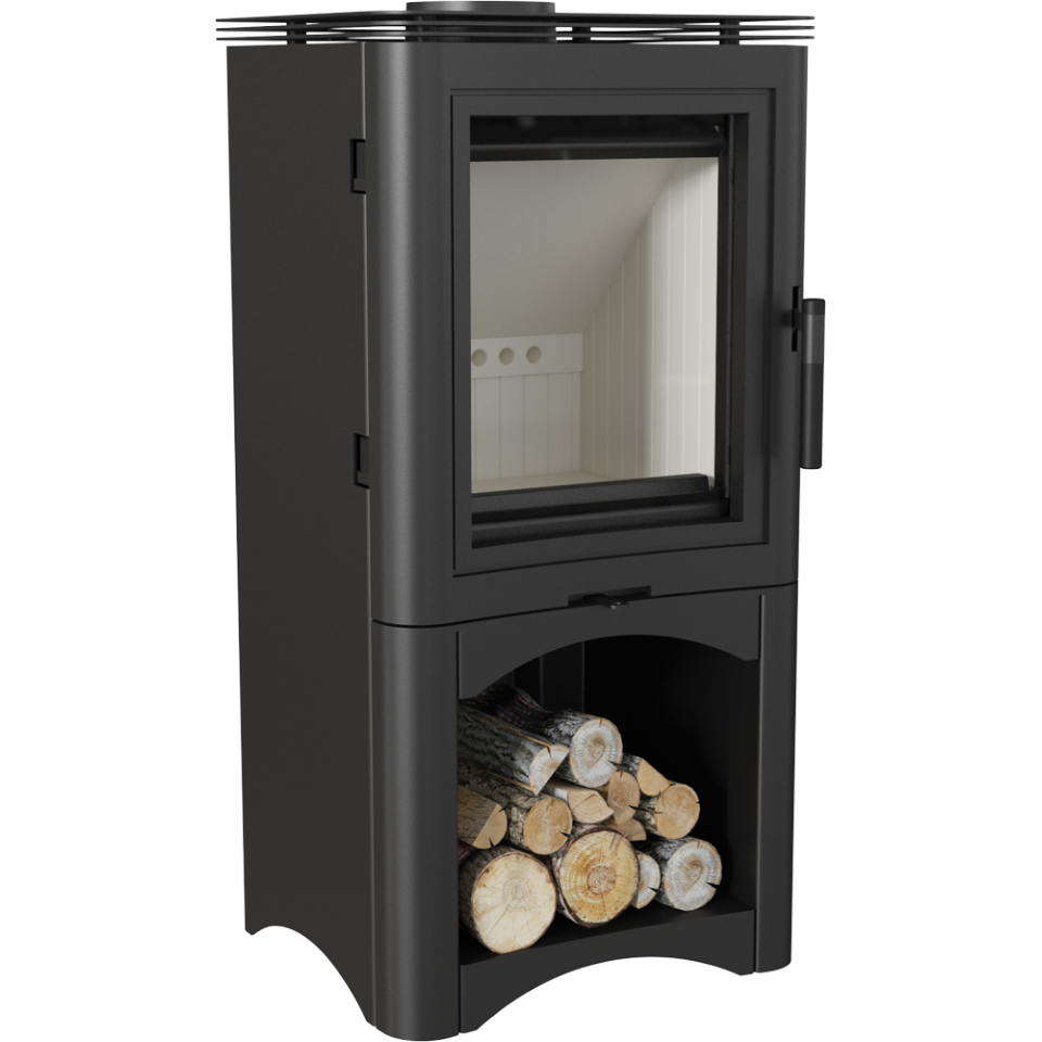 Kratki Kaminöfen Koza K5 S/W | mit Holzablagefach | 7 kW | KOZA/K5/S/W