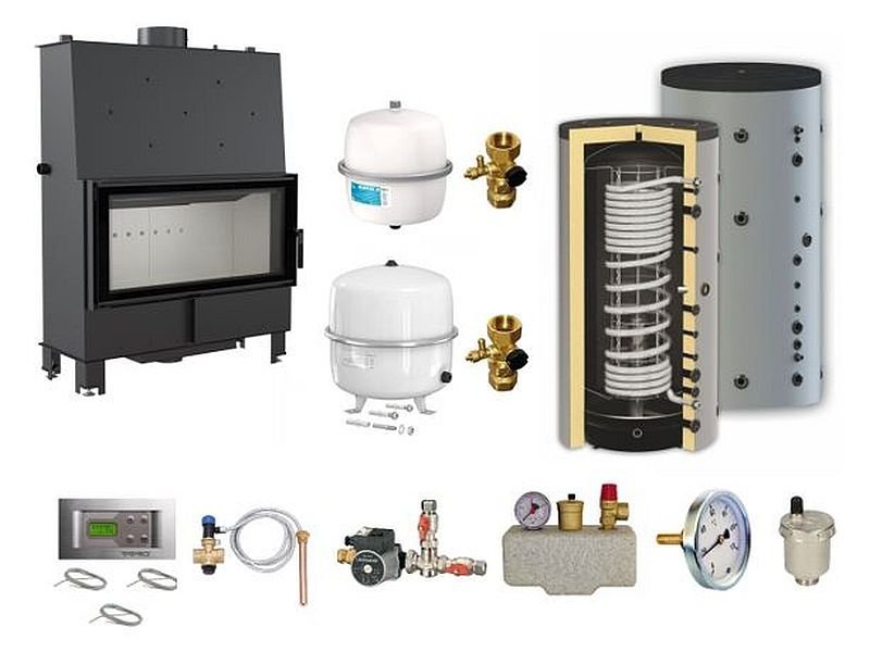 Kratki wassergeführter Kamineinsatz Lucy PW 20 | Hygieneset | 20 kW