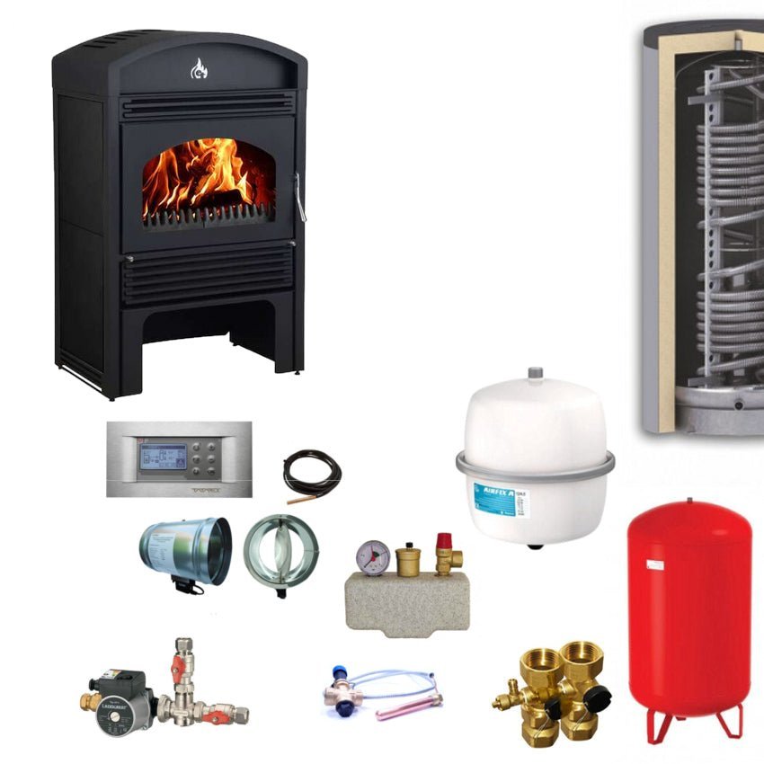 EuroTeplo Wassergeführter Kaminofen | Valencia | Hygiene-Set 18 kW