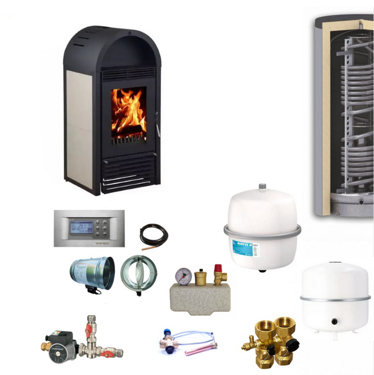Wassergeführter Kaminofen Marbella | Komplettset Hygiene | 12 kW