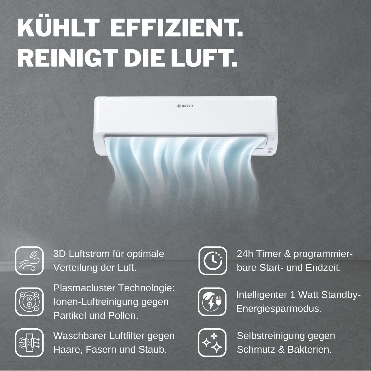 BOSCH Split Klimaanlage Komplett-Set | CLC8001i 25 E | 2,5 kW | weiß – Ansicht 2