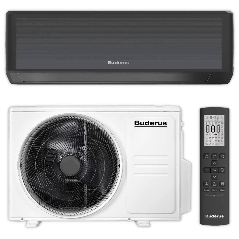 Buderus Split Klimaanlage Komplett-Set | Logacool AC186i.3 | Schwarz | 3,5 kW